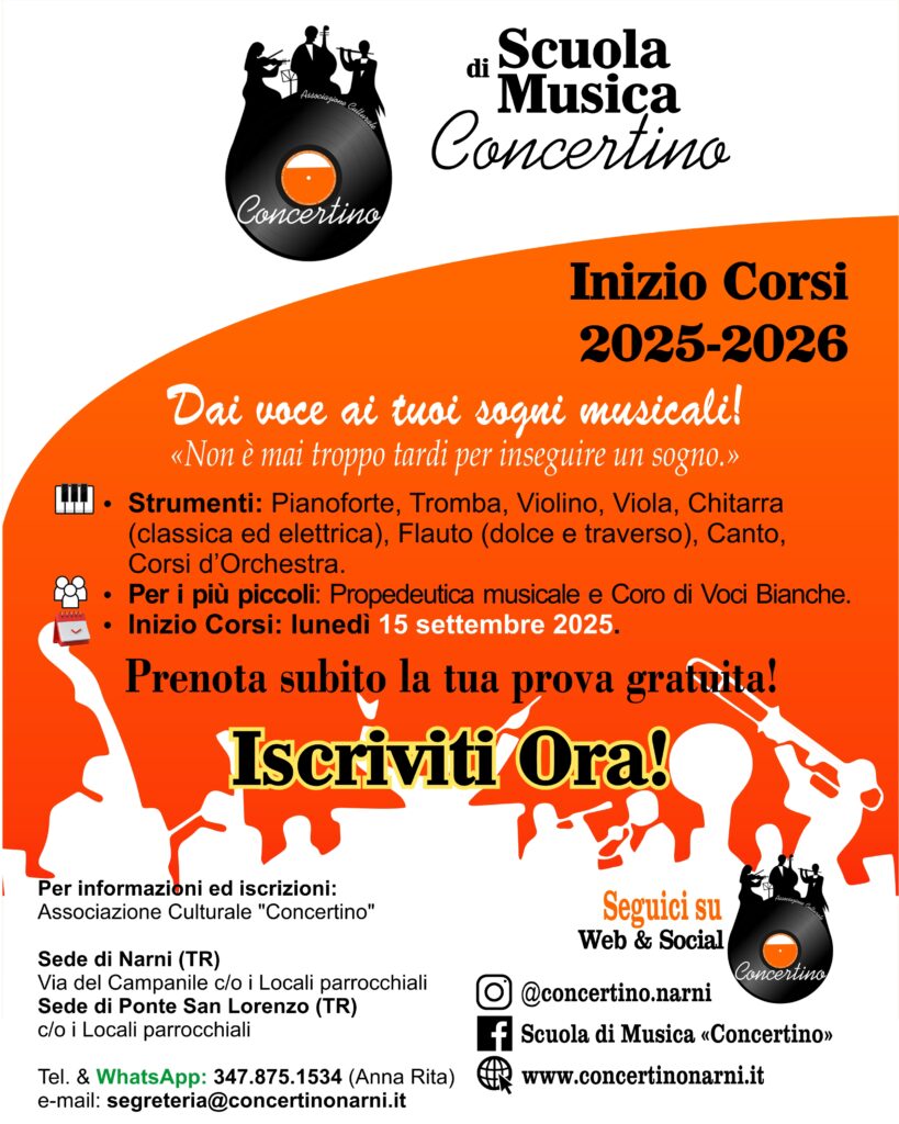 locandina scuola di musica concertino nuovi corsi 2025 2026